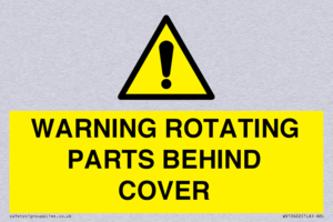 WARNING ROTATING PARTS BEHIND COVER